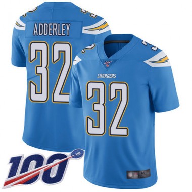 Los Angeles Chargers NFL Football Nasir Adderley Electric Blue Jersey Men Limited #32 Alternate 100th Season Vapor Untouchable